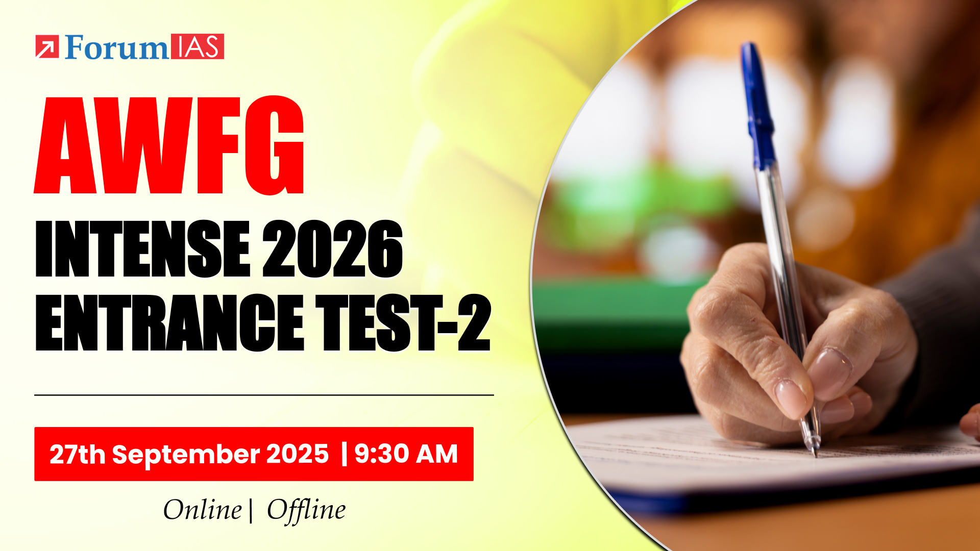AWFG intense 2026 Entrance Test-2 | 27th Sept. 2025 at 9:30 AM
